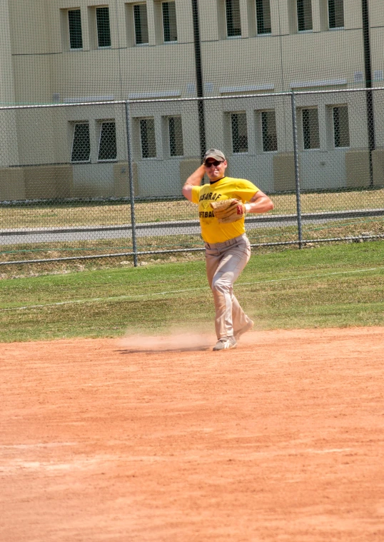 a man on the field wearing a yellow uniform