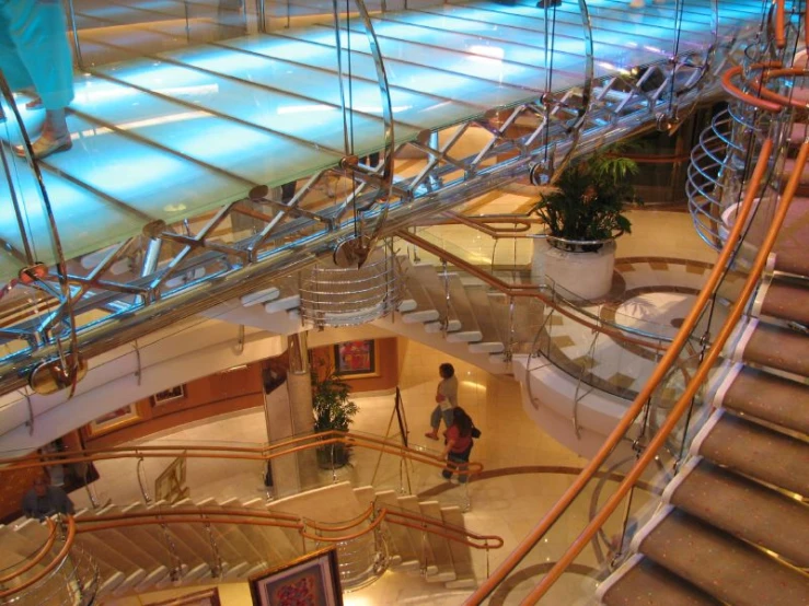 a group of people that are standing in a building