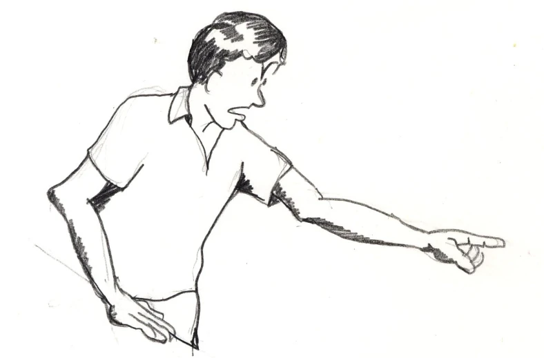 a drawing of a man in a polo shirt and tie is shown
