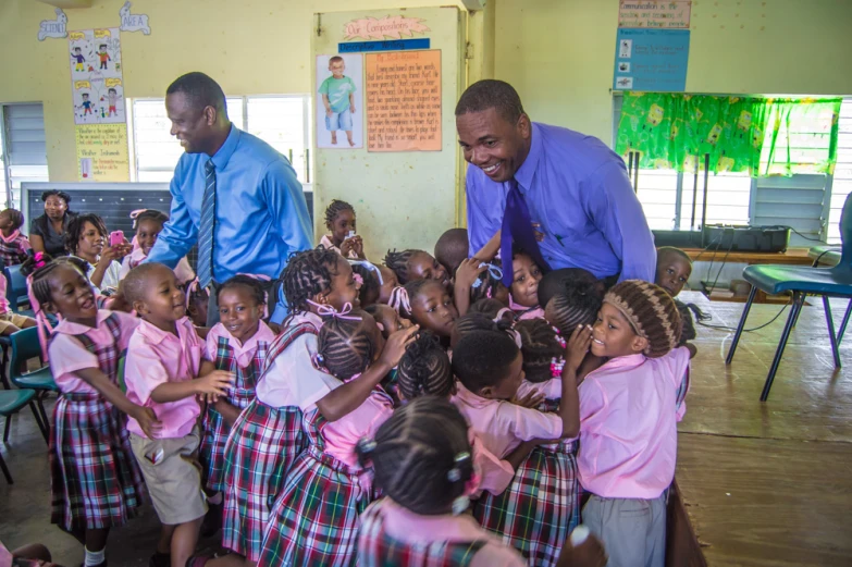 a teacher teaching a group of young children