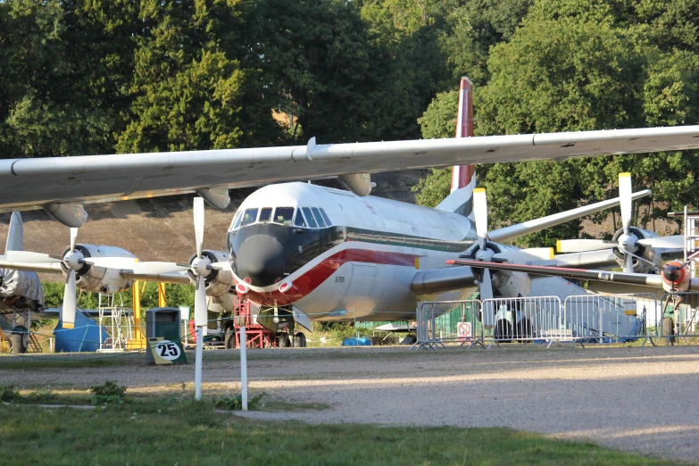 an airplane on display at a museum
