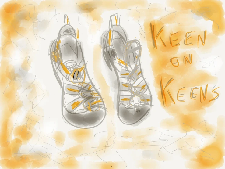 drawing of an sneakers with the words keep on kern