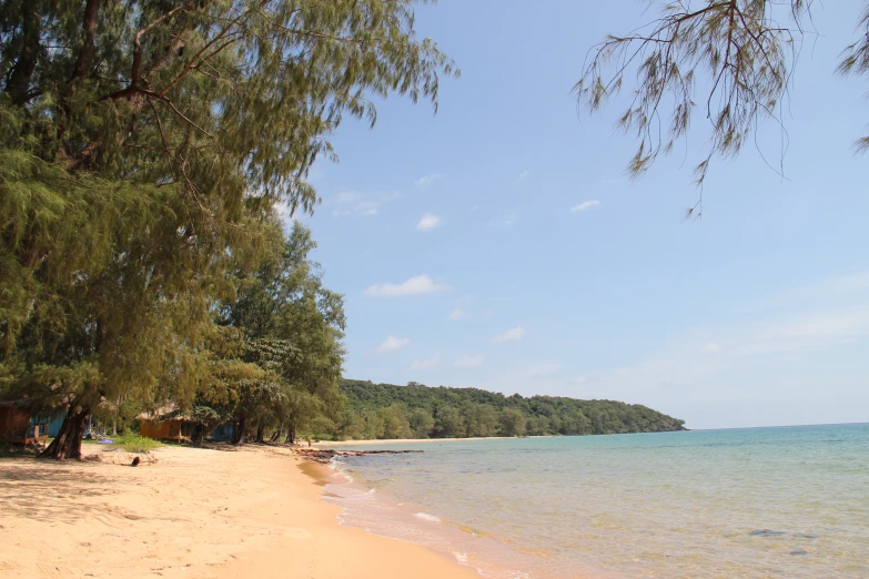 an island in the ocean and sandy shore