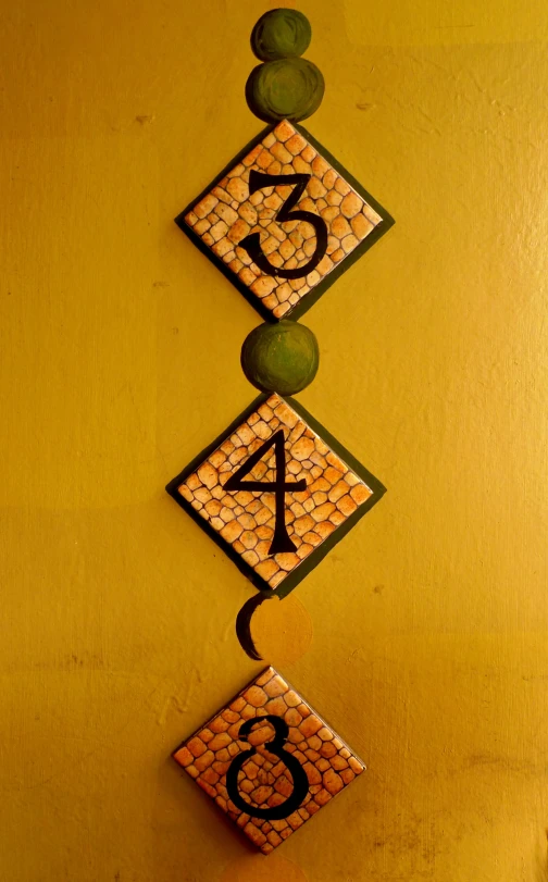 an artistic and decorative pattern on a wall with numbers