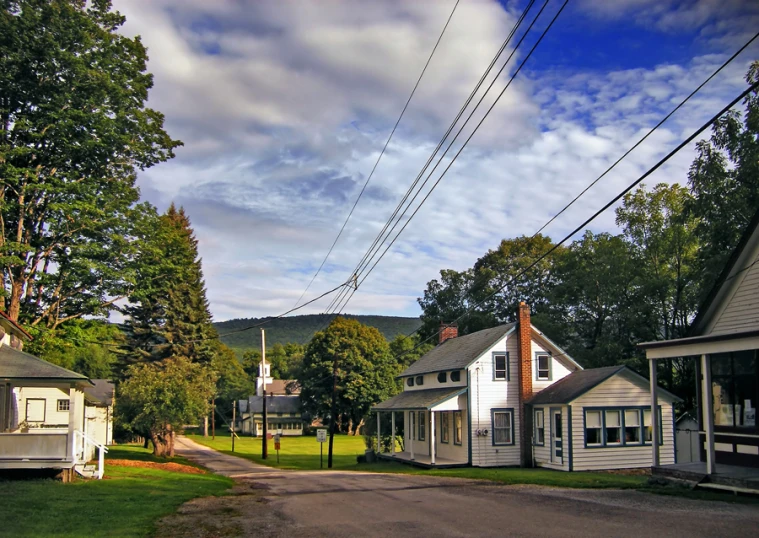 houses in a quiet neighborhood surrounded by trees