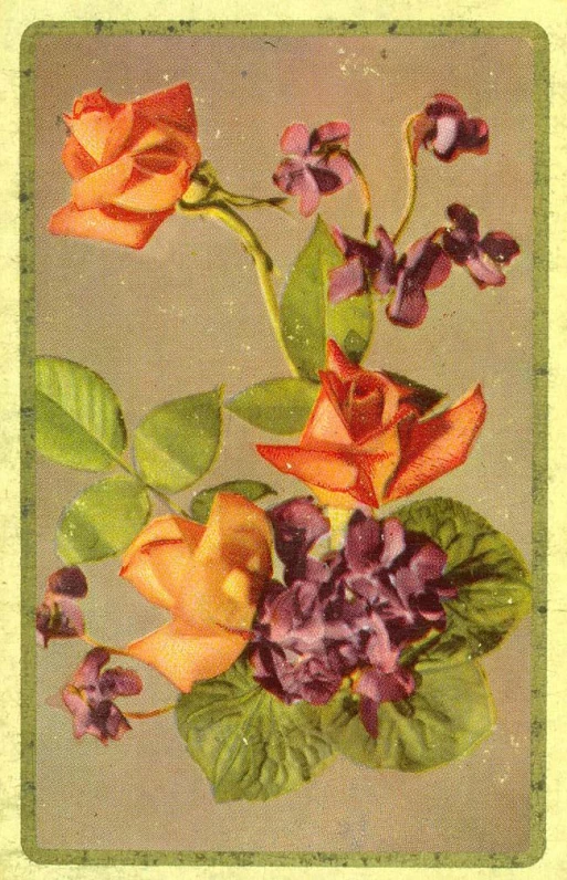 two flowers are painted on top of a card
