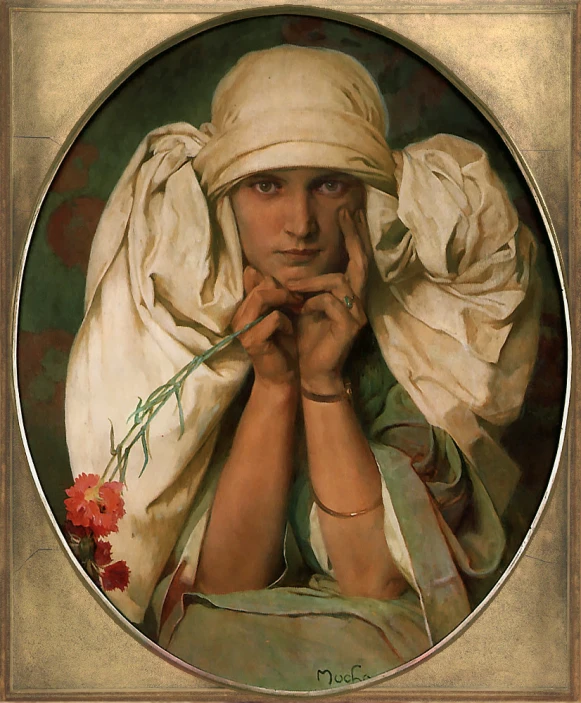 a painting that shows the image of a woman