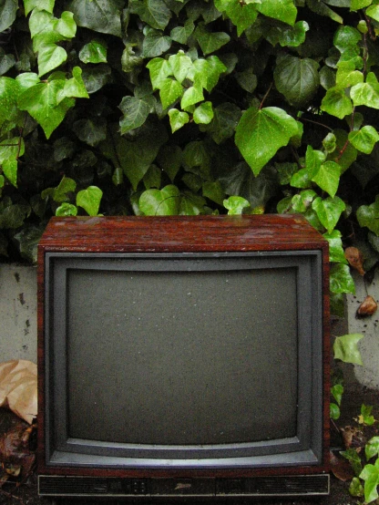 a tv sitting on top of a wooden box