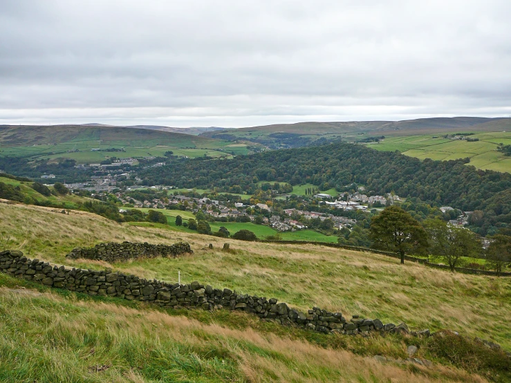 there is a small mountain village in the distance