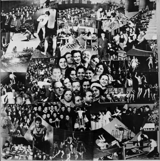 this black and white collage depicts many different people