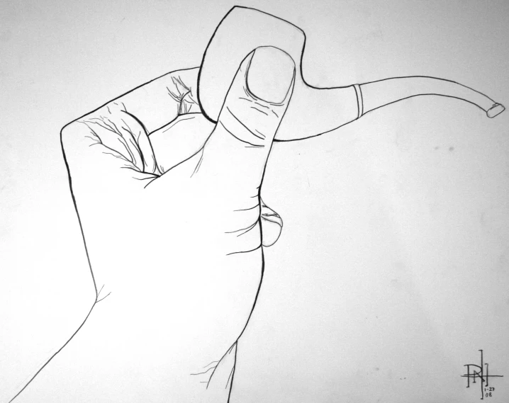 this drawing depicts an outline of a person's hand grabbing an object