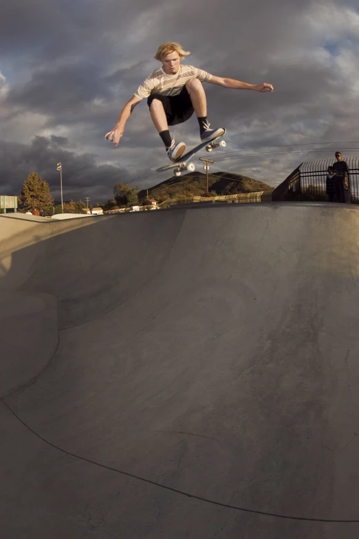 a guy on a skateboard in the air