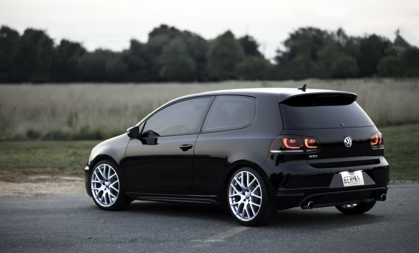 the vw golf gti hatchback has a black interior