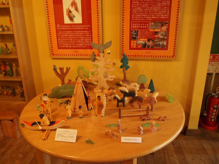 the display has a lot of figures displayed on the table