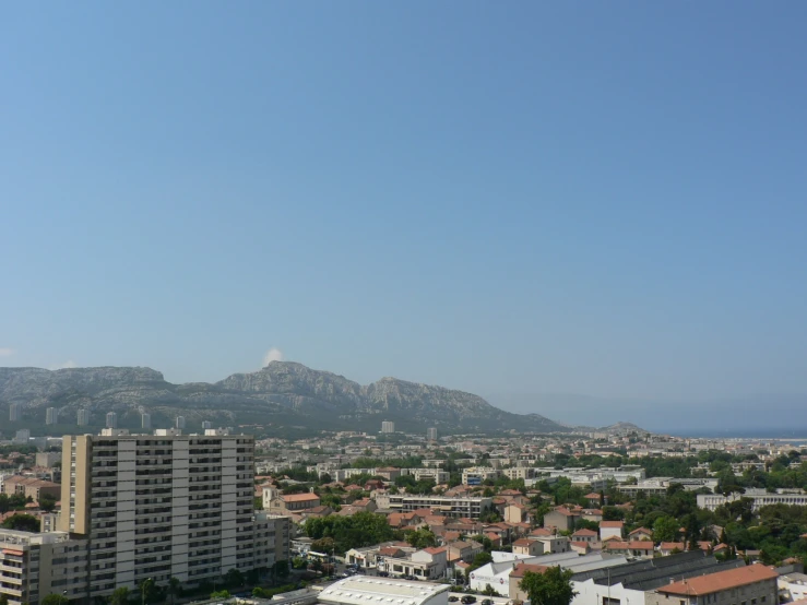 a picture looking down at a city skyline