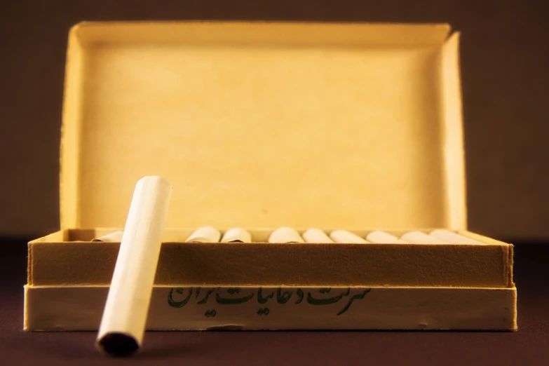 close up view of white matchsticks in open box