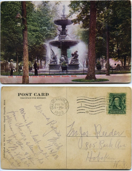 two postcards one with handwriting and one without