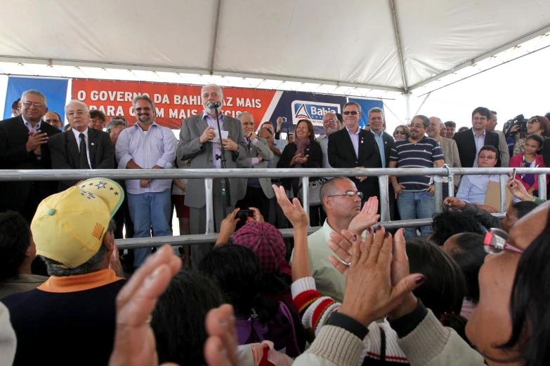 a group of people who are standing around