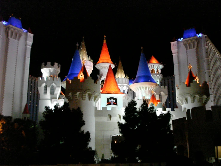 the castle lights up and is all lit up for halloween