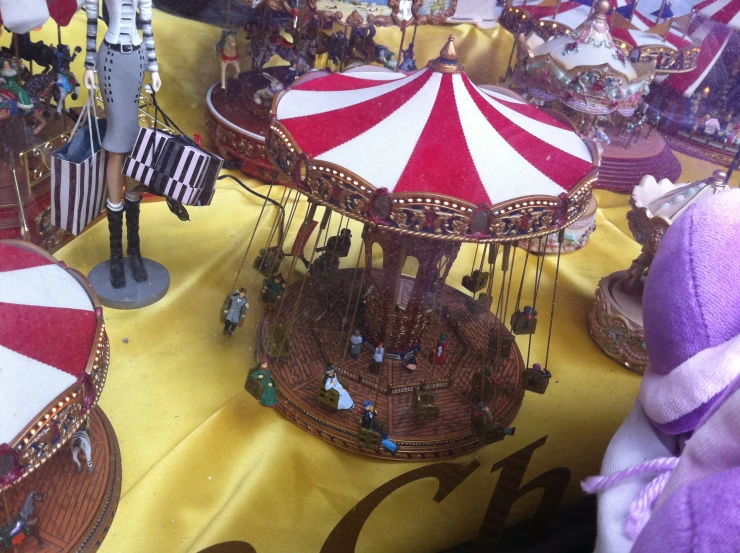 a table topped with an assortment of carnival rides