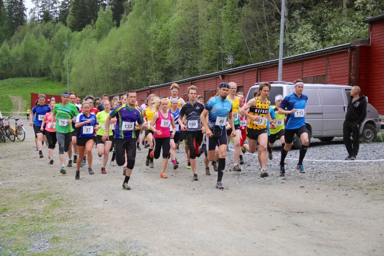 the athletes are in a race as they run