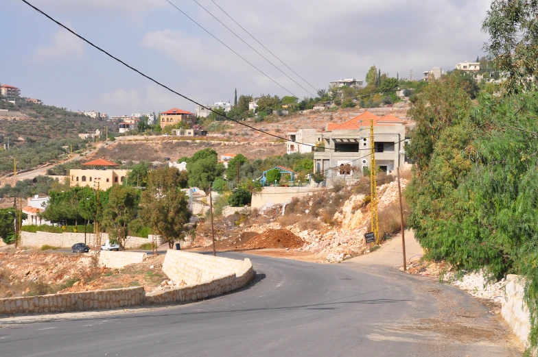 a street has a mountain on top of it