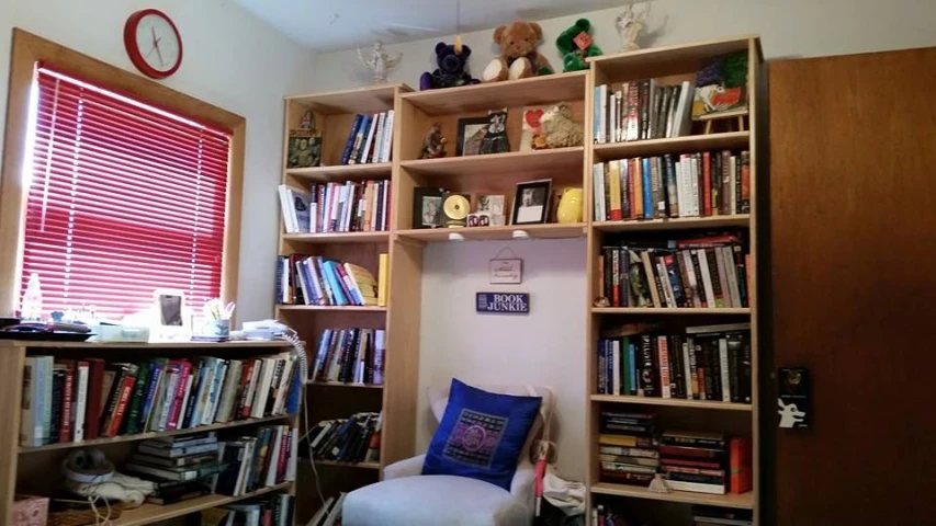 this is a very small room with many books