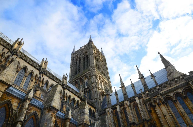 the steeples of an old cathedral and sky