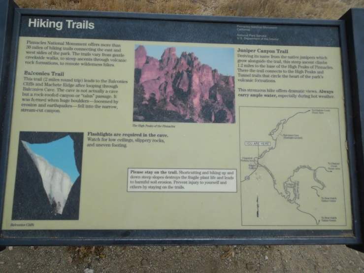 the sign is about hiking trails for people