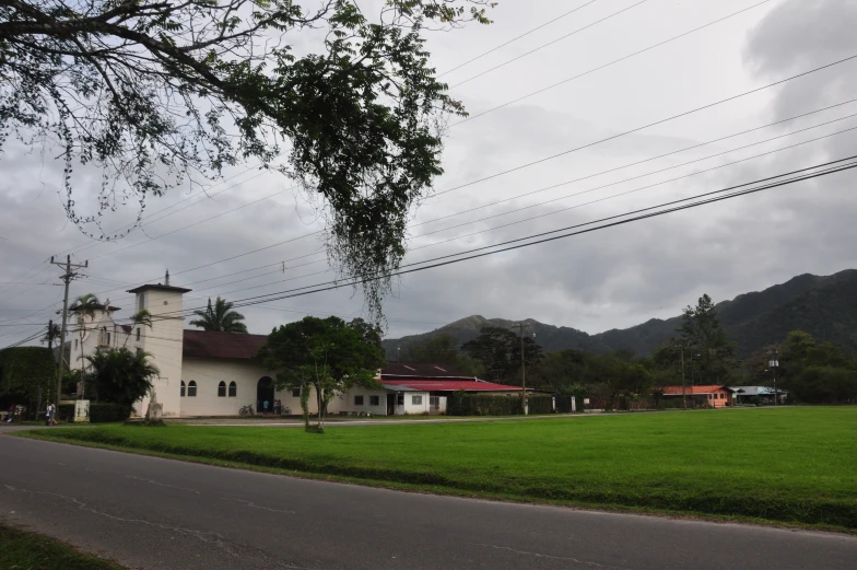 a house with a road running past it