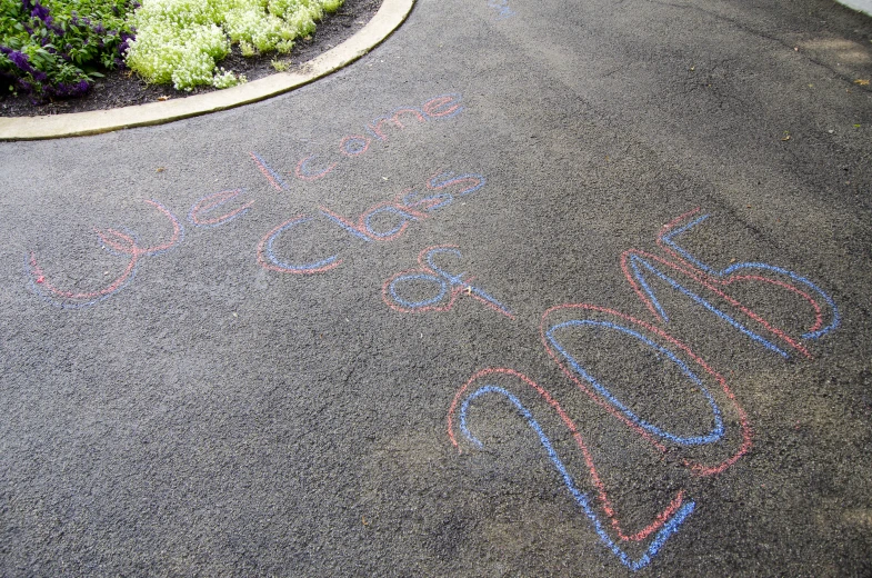 this is a chalk drawing saying you can do soing on asphalt