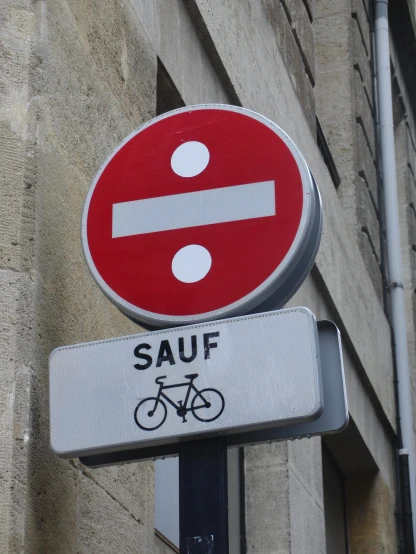 a sign in french indicating that the bike lane is not to cross