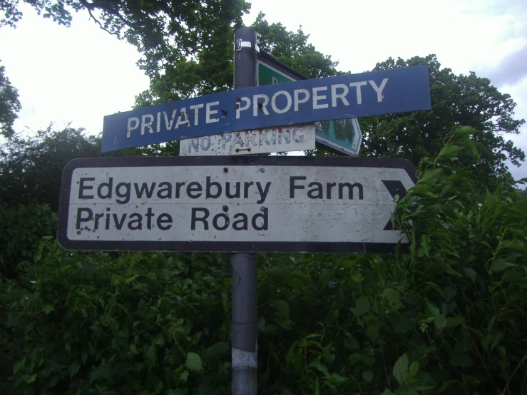 a sign indicating a private property is on a street