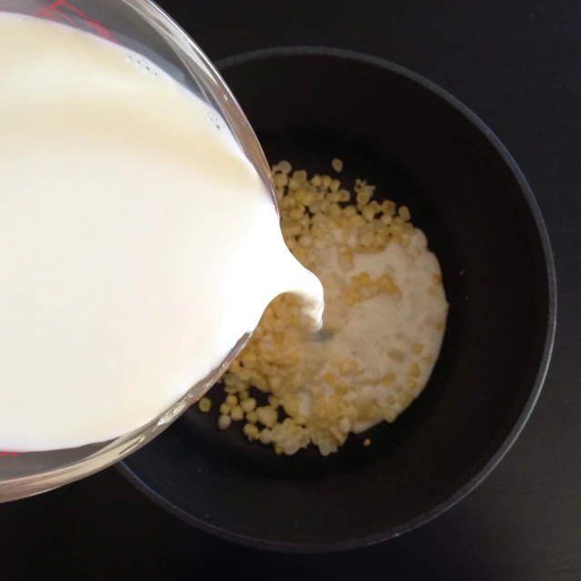 a bowl with some cereal inside of it