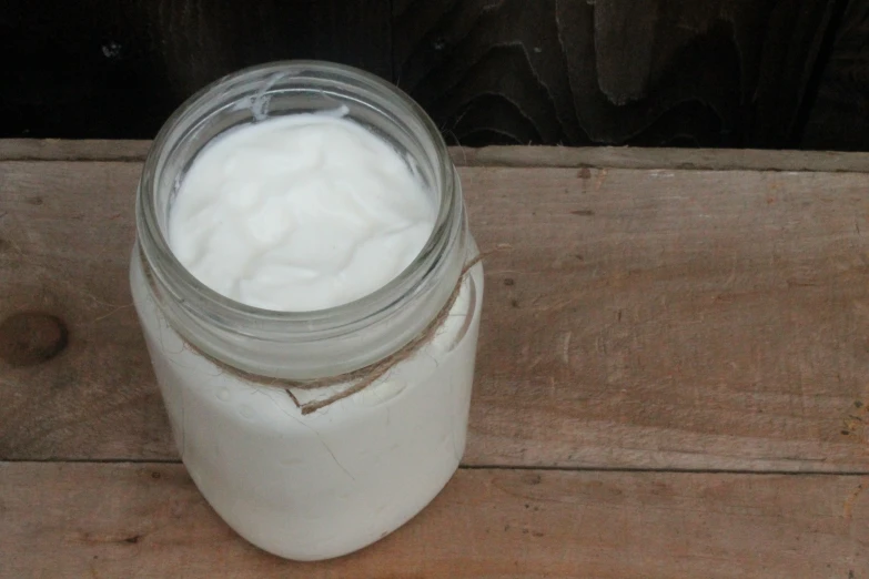 this is a jar filled with white liquid