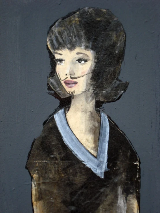 a painting of a woman with a mustache