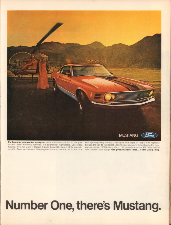 a magazine with a red mustang car being taken off a hill