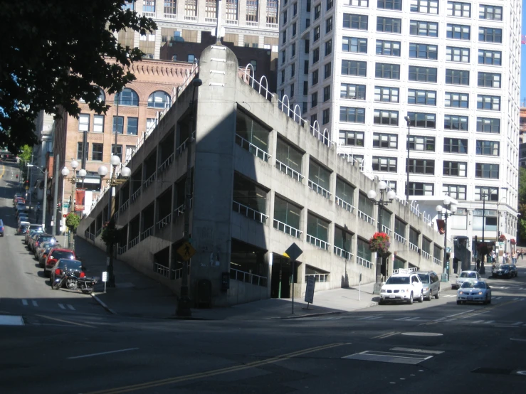 this is an image of city street with a building