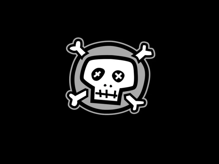 skull and crossbones in black and white