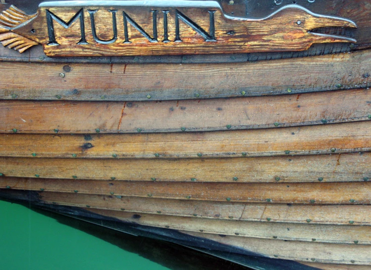 close up view of an antique wooden boat