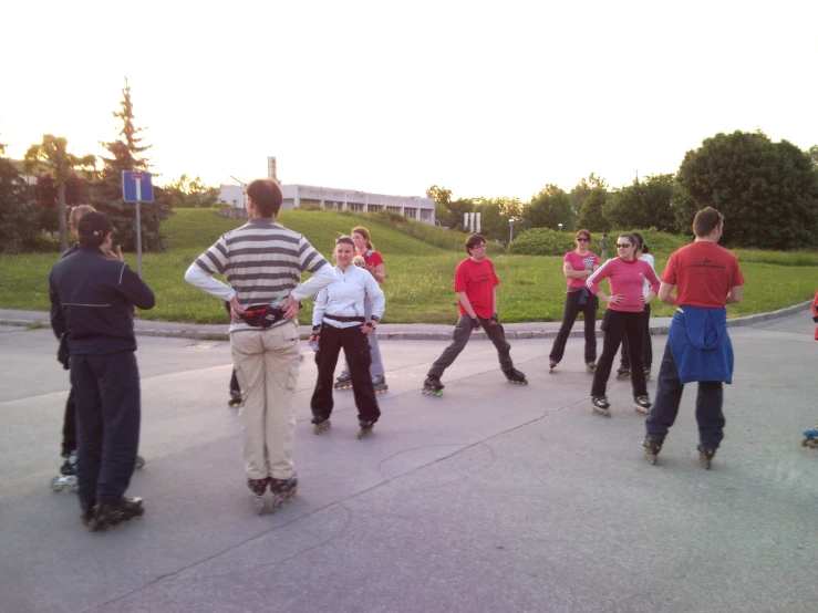 there are a few skateboarders in the park