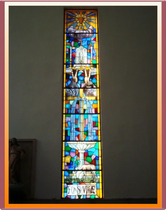 a stained glass window inside of a church