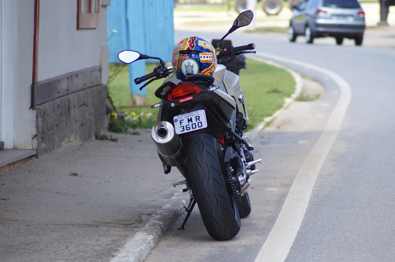 a motorcycle that is sitting in the middle of a street