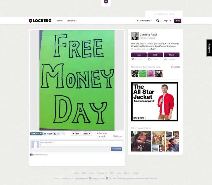 a screen s of the facebook page of free money day