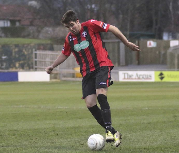 a male soccer player is playing a game