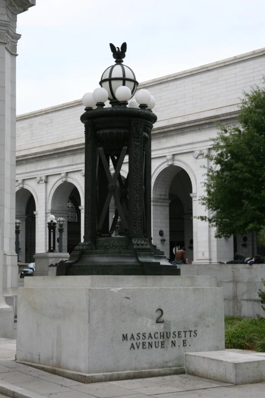 a statue is placed in front of the entrance of masarustets averets