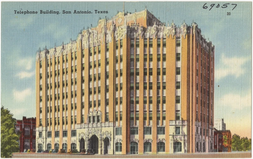 an old building is featured in a postcard style