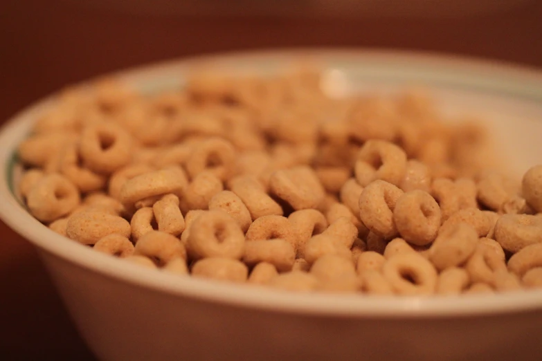 a bowl of cereal that is on a table