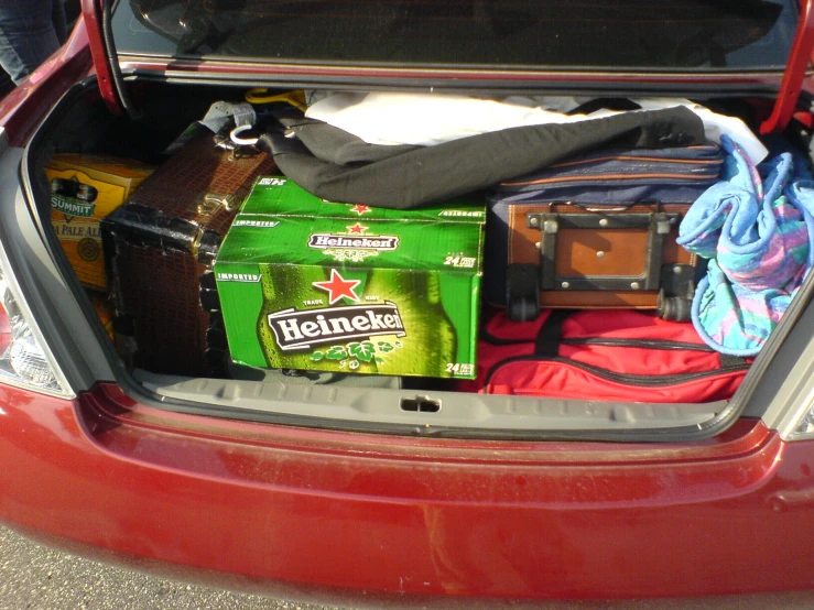 a trunk with some stuff packed in and in it