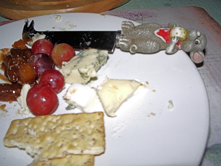 plate with fruit and ers on a table